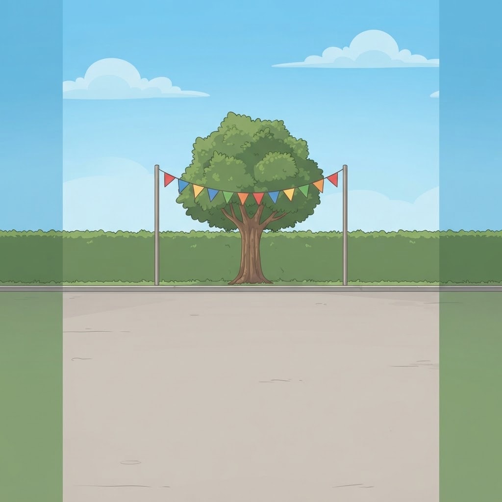 Image: Wide 2D side-scroller game BACKGROUND of a sunny S