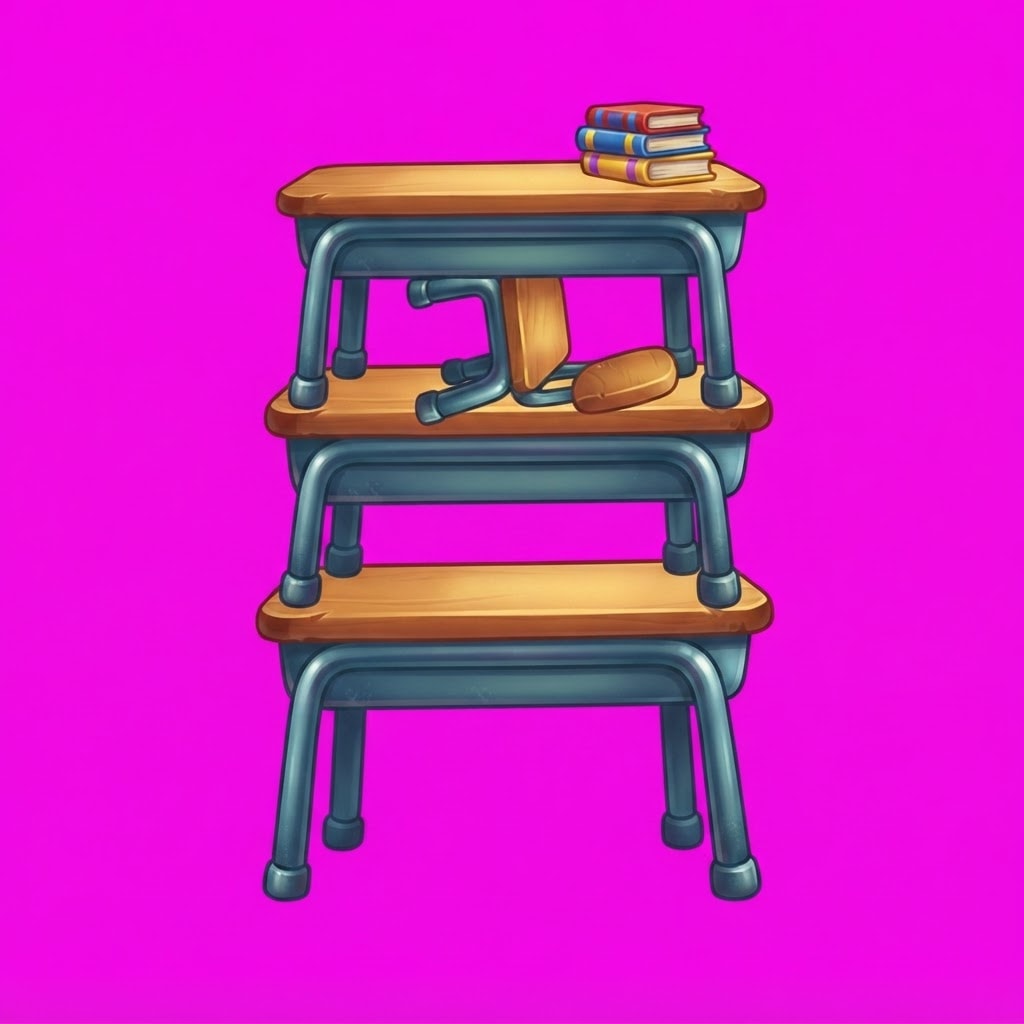Image: Using EXACTLY this school desk design, draw a tall