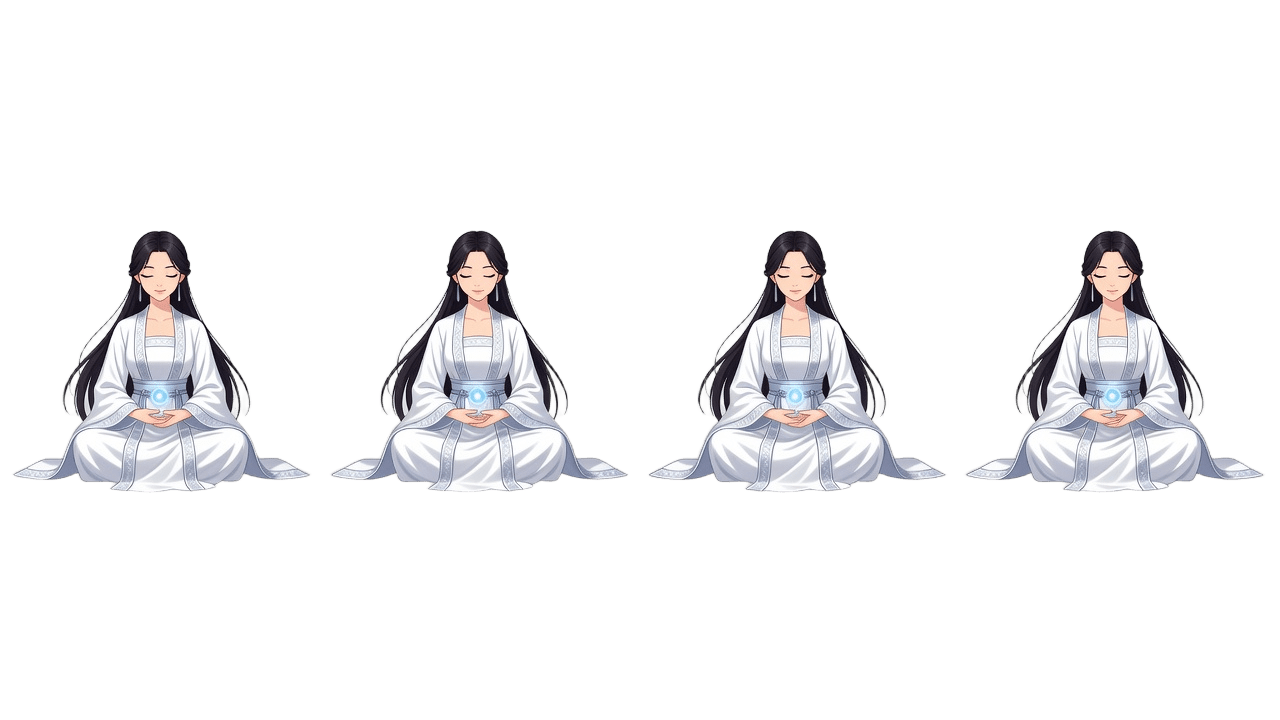 Meditating Female Cultivator Idle Sheet 4 Frames