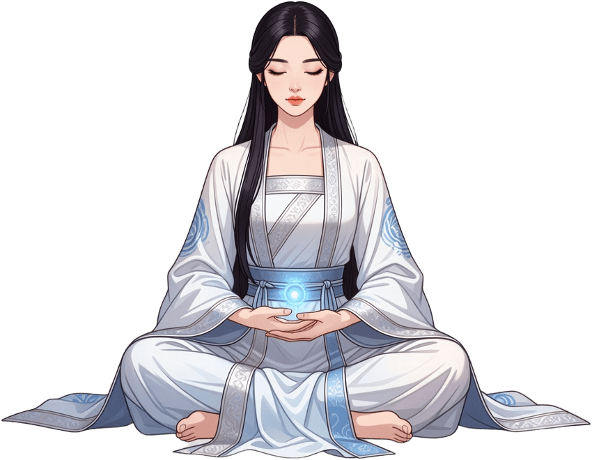 Meditating Female Cultivator Frame 1