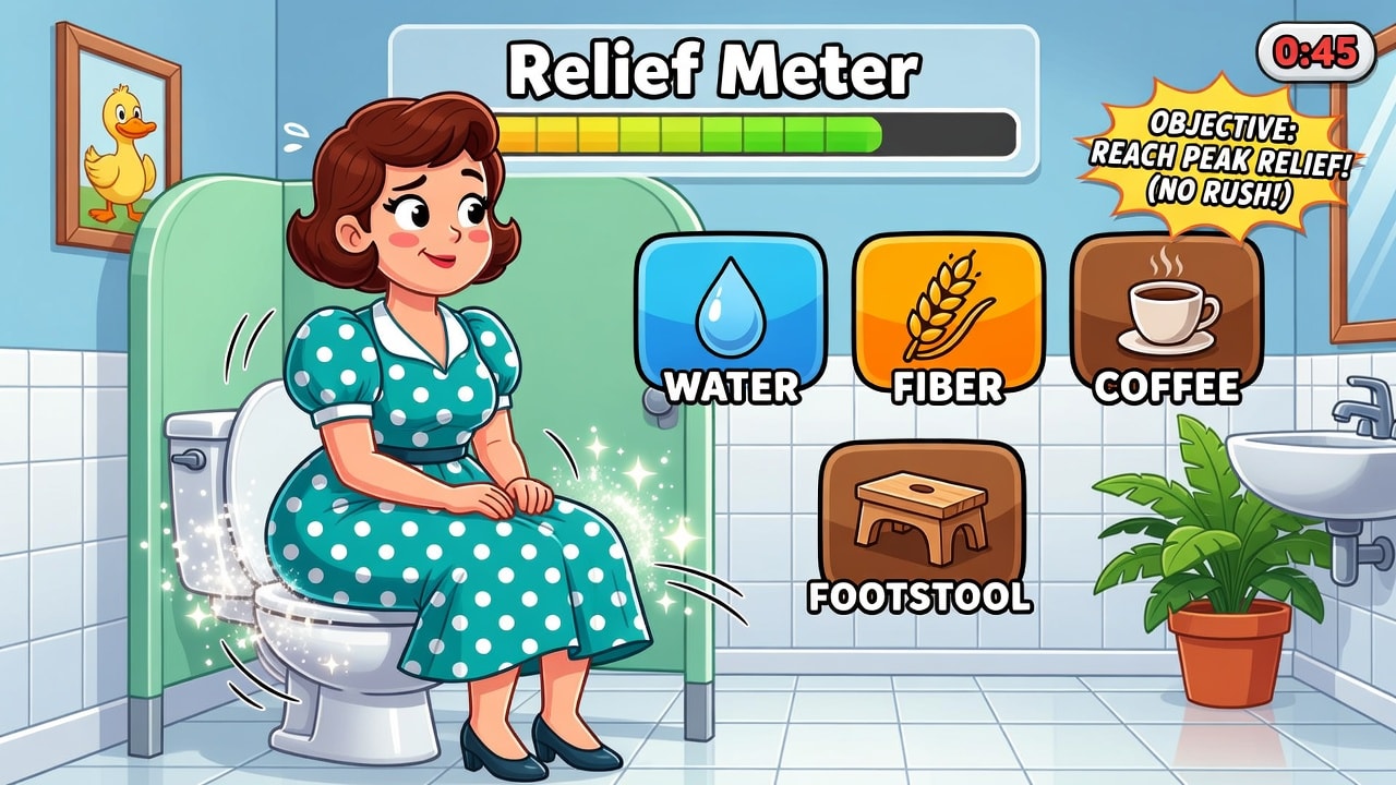Bathroom Relief Mini-Game Gameplay Mockup