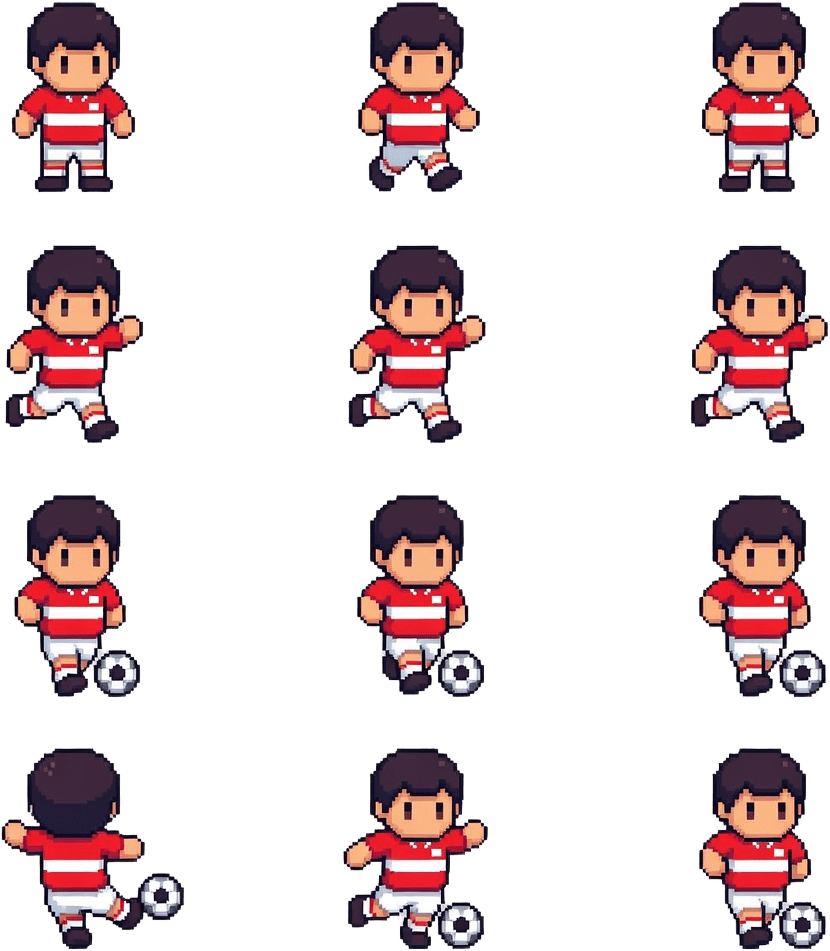 Retro Top-Down Football Player Sprite Sheet