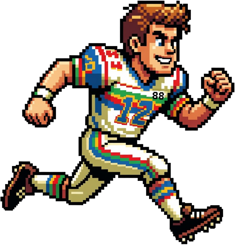 Retro Side Profile Football Player Pixel Art