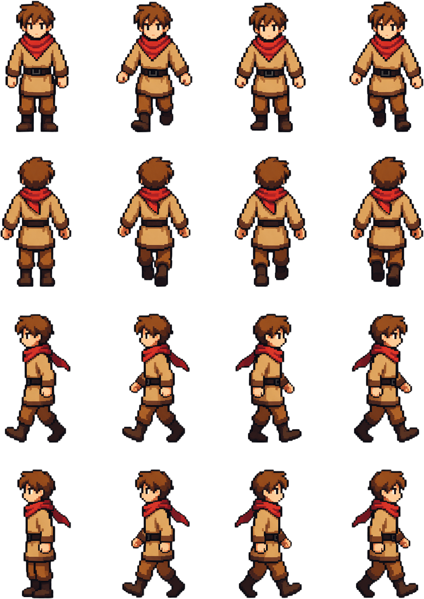 Protagonista Aventurero Pixel Art Sprite Sheet