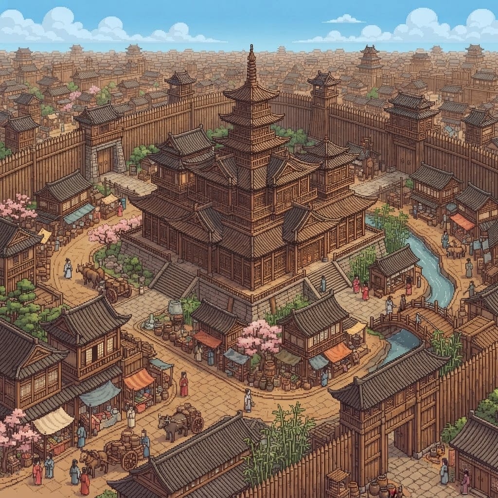 Asian Wooden Walled City