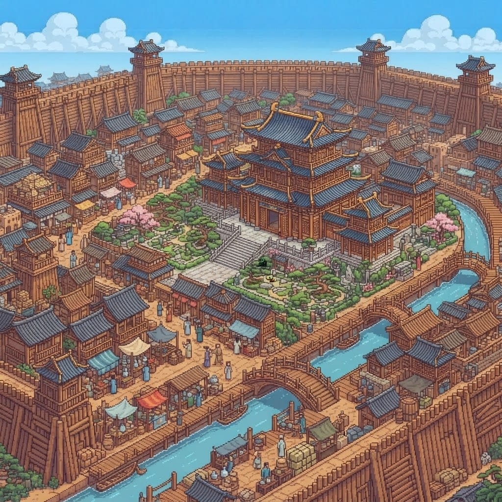 Asian Wooden Walled City (2)