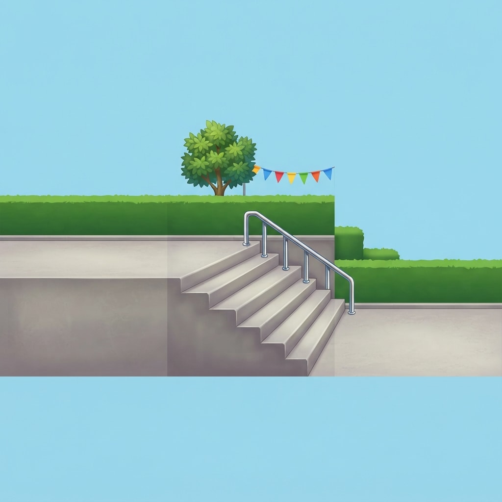 Image: Wide 2D side-scroller game BACKGROUND of a school