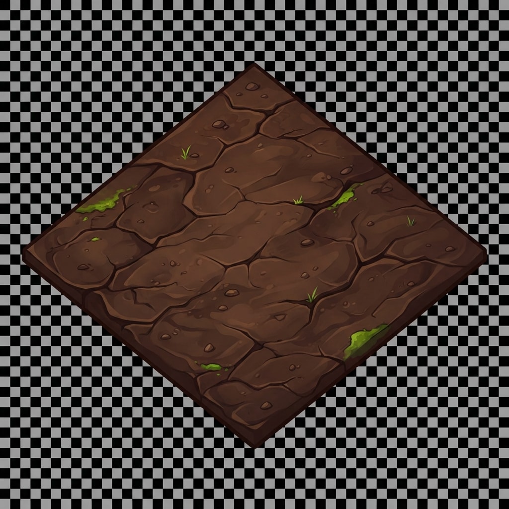 Image: 2D game isometric ground tile, diamond rhombus sha