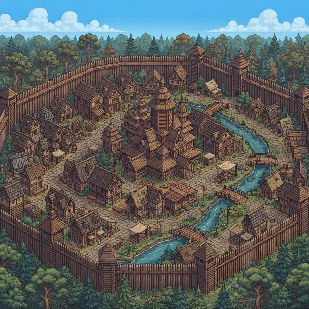 make a wooden walled city in (3)