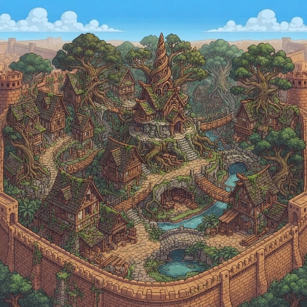 make a walled forest city in (3)