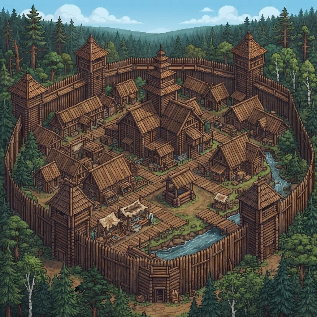 make a wooden walled city in (2)