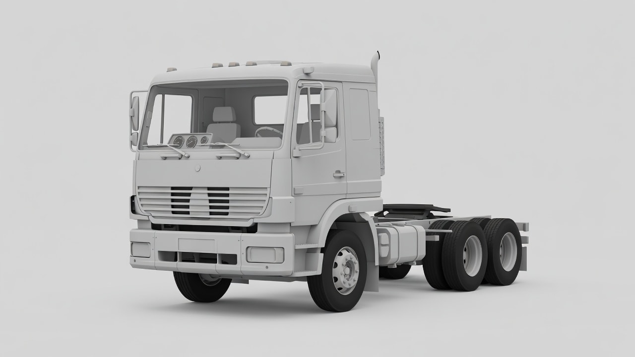 Cab-over LKW Referenzbild low-poly retro