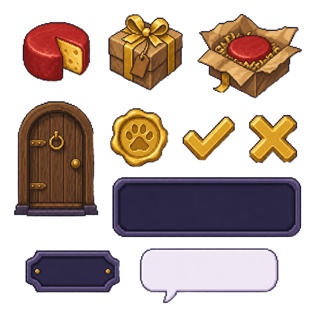 A game UI kit sheet with (2)
