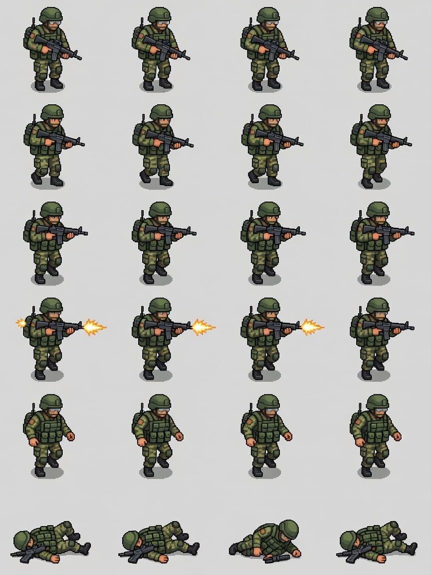 Tactical Camouflage Soldier Animation Sheet