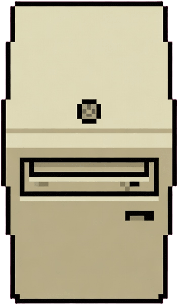 PC tower (top-down pixel art)