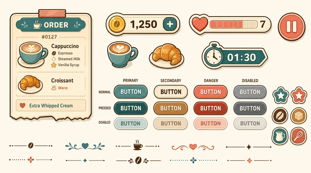 Cozy Coffee Shop Game UI Kit