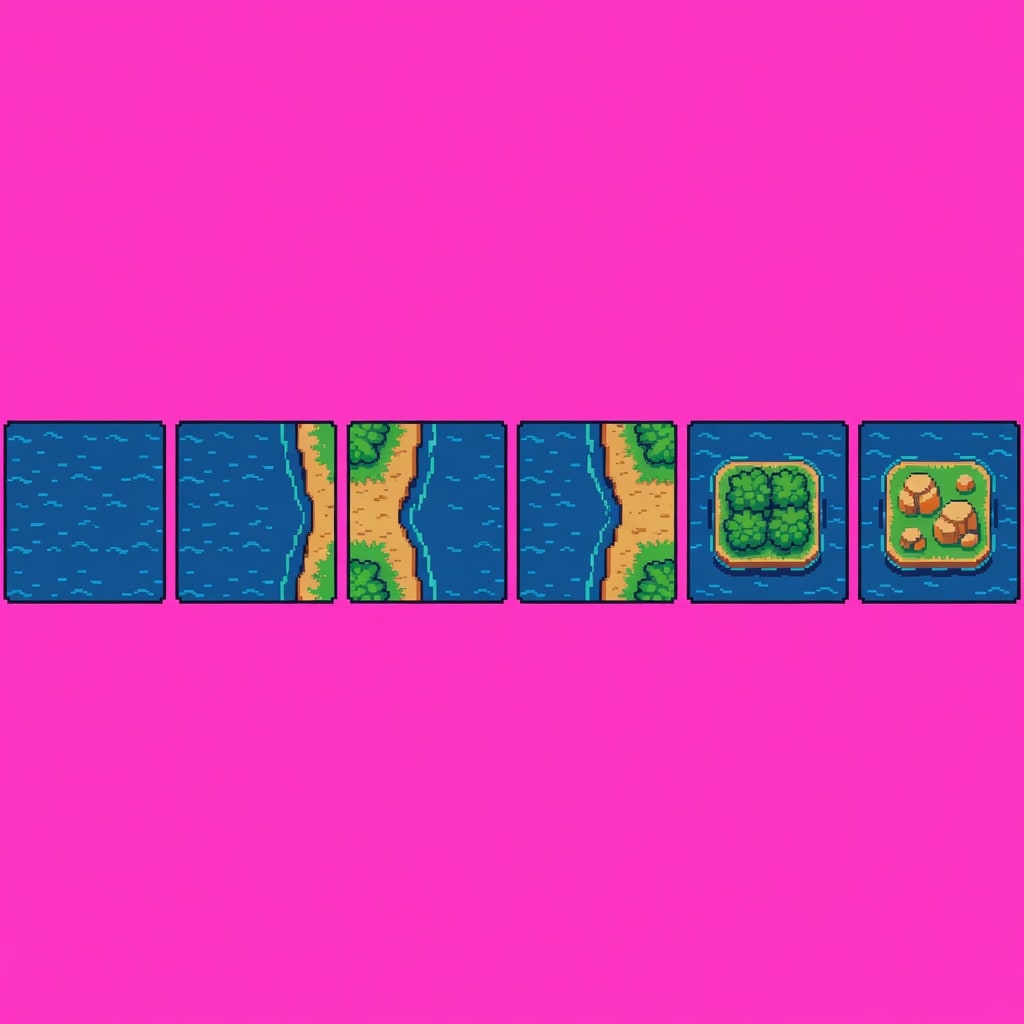 River Raid Pixel Environment Tiles