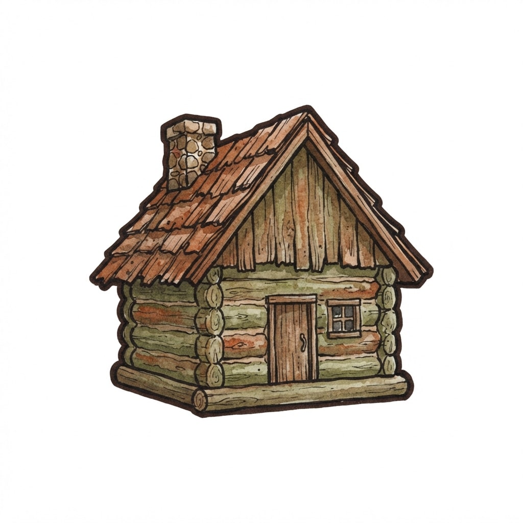 Image: Hand-painted watercolor and ink illustration icon,