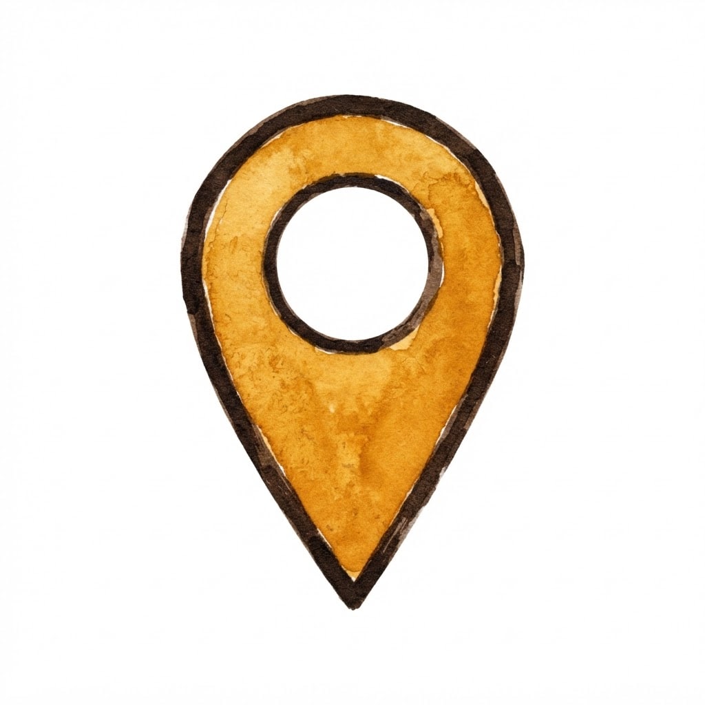 Image: Hand-painted watercolor and ink illustration icon,