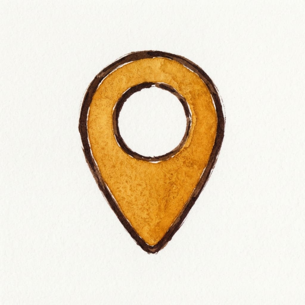 Image: Hand-painted watercolor and ink illustration icon,