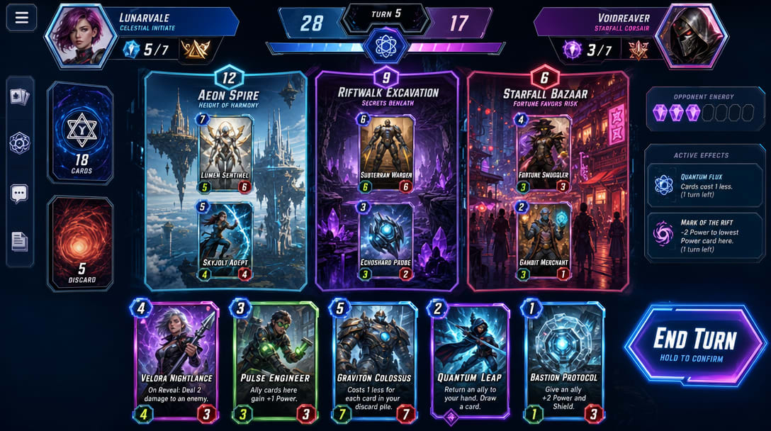 Cosmic Card Battler Battle Screen