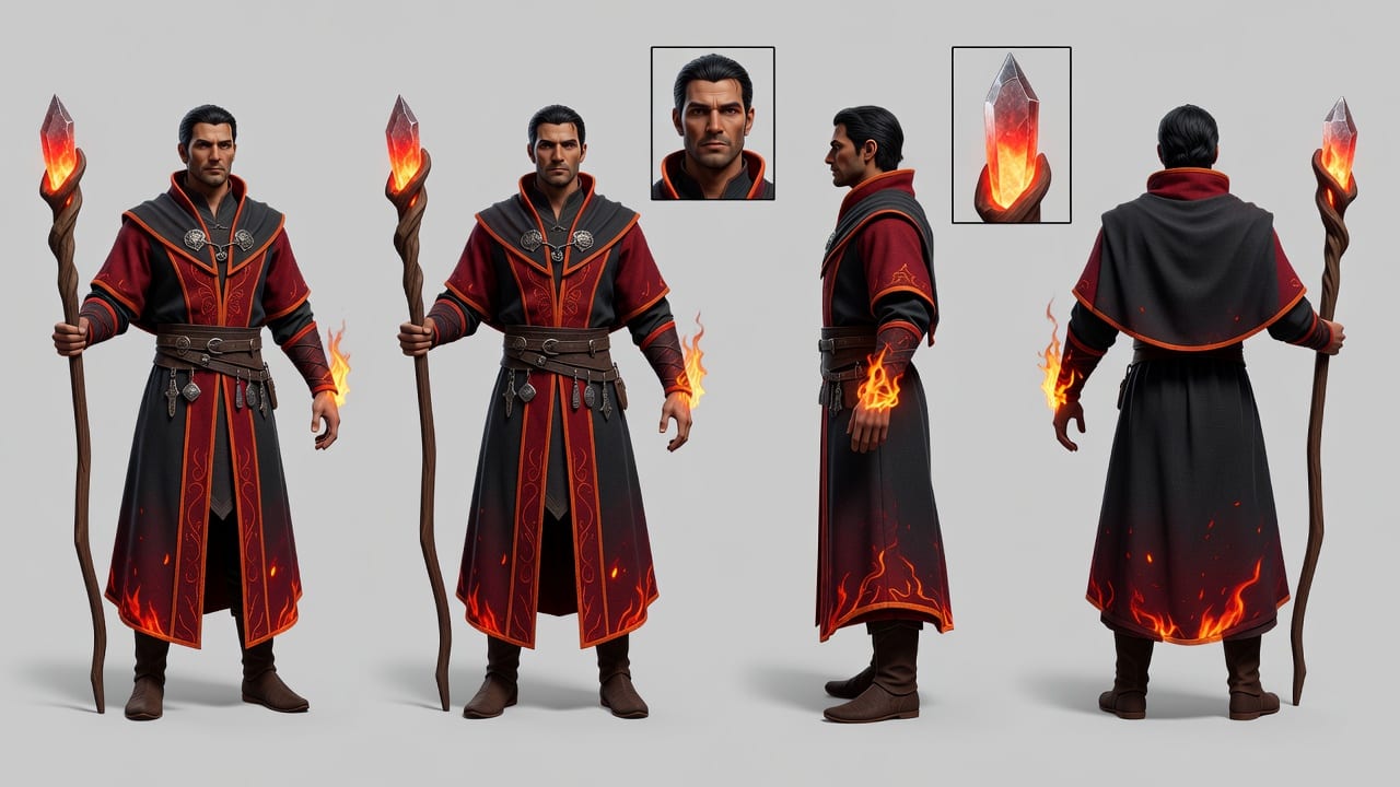 D - Mago humano de fuego