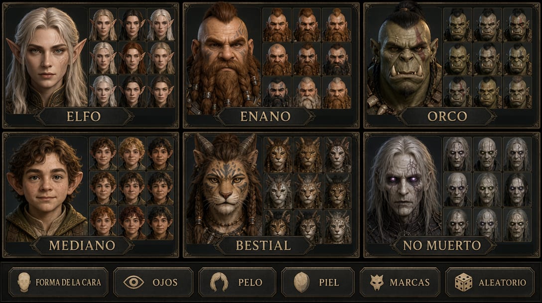 B - Personalización facial de las razas