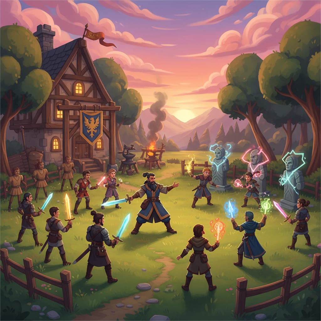 Image: Fantasy guild training yard banner, master trainer
