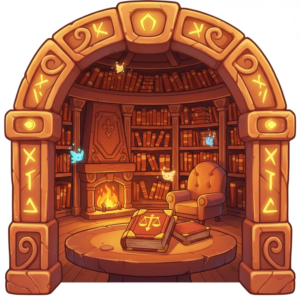 Image: Cozy fantasy game dungeon thumbnail icon, cartoon