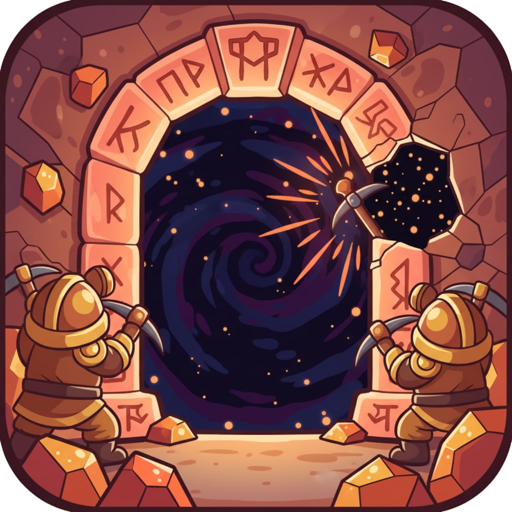 Image: Cozy fantasy game dungeon thumbnail icon, cartoon