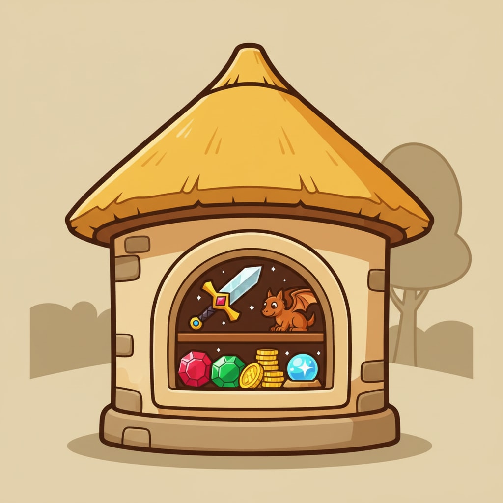 Image: cartoon fantasy medieval guild hall game icon, war