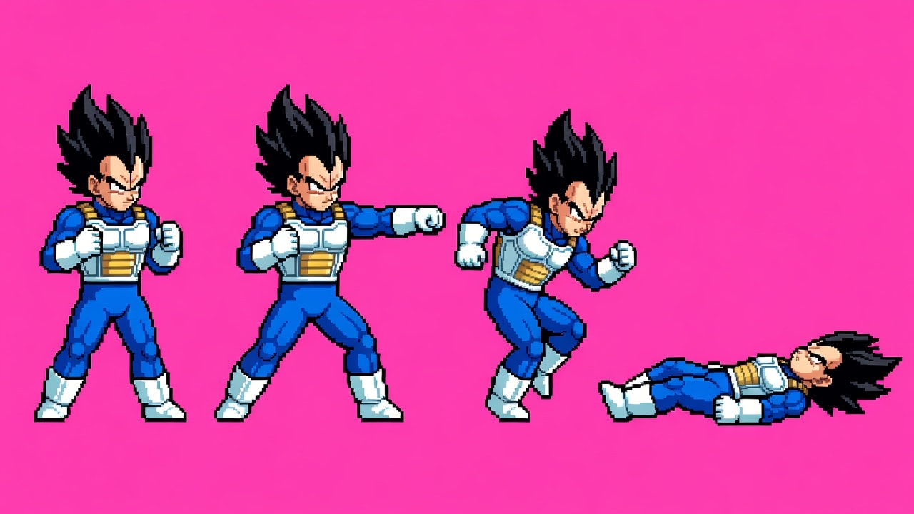 Vegeta Pixel Fighter Sprite Sheet