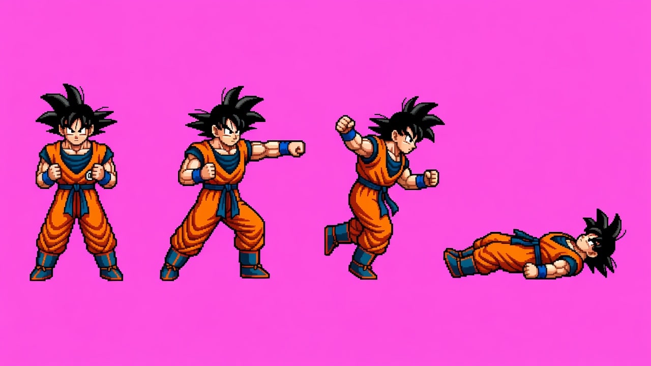 Goku Pixel Fighter Sprite Sheet
