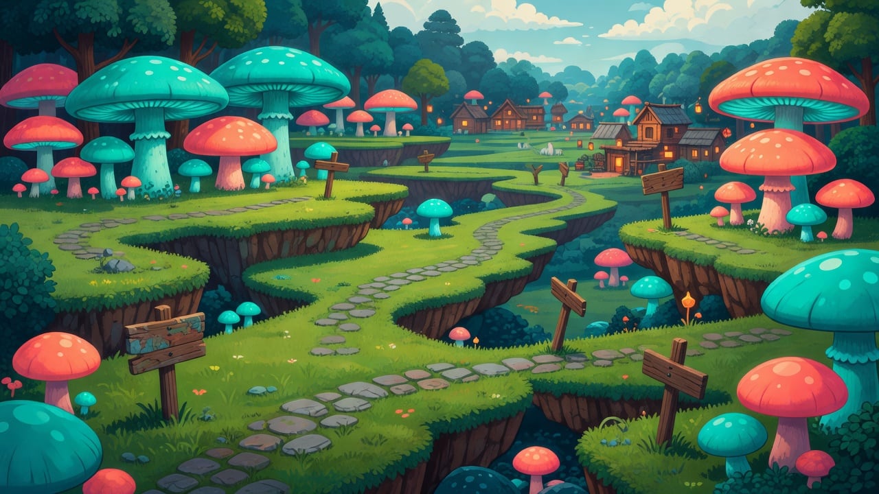 Whimsical Mushroom Valley Map
