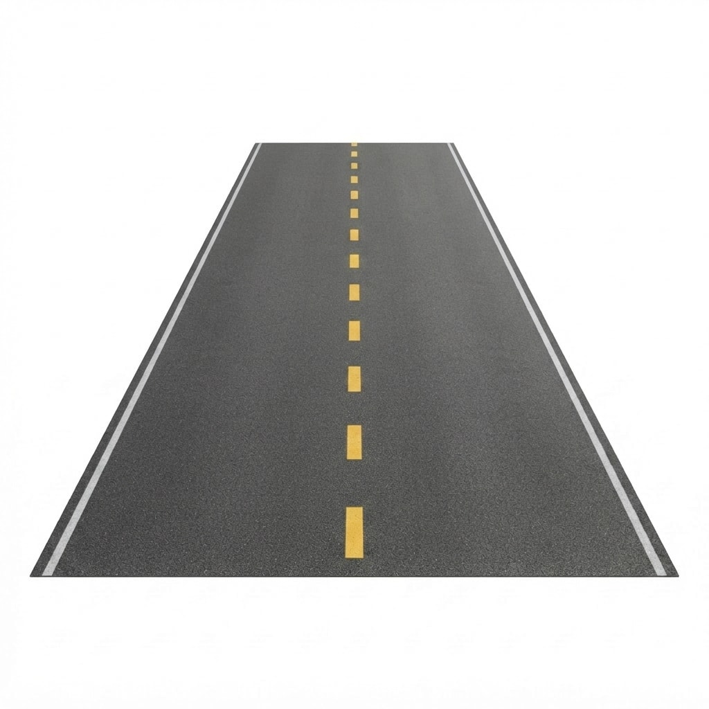 An asfalt road with a yellow