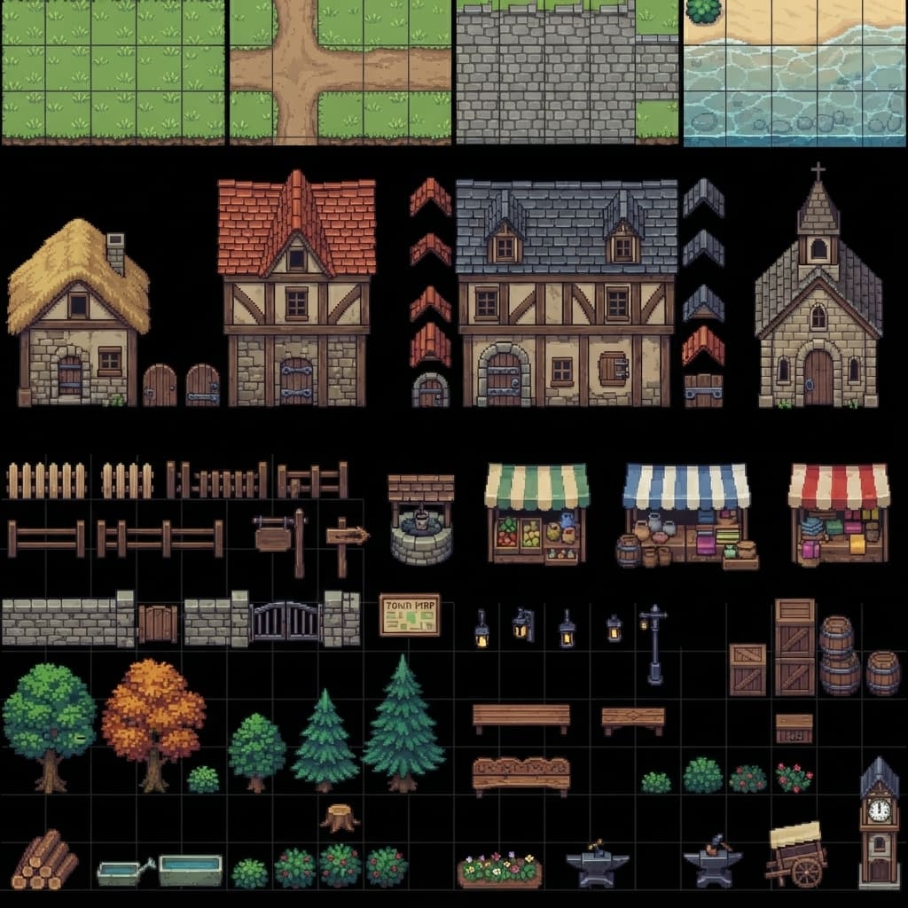 Fantasy Pixel Town Tileset (2)