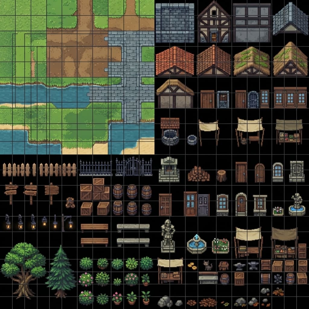 Fantasy Pixel Town Tileset (4)