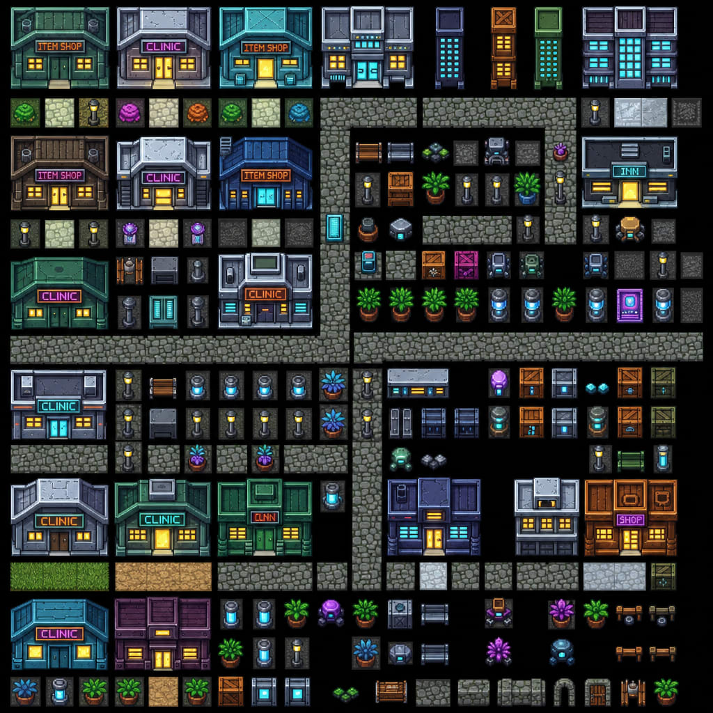 Pixel RPG Town Tileset