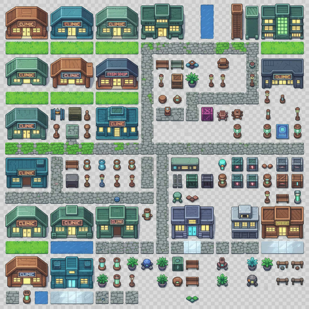 A seamless 2D tile sheet of (3)