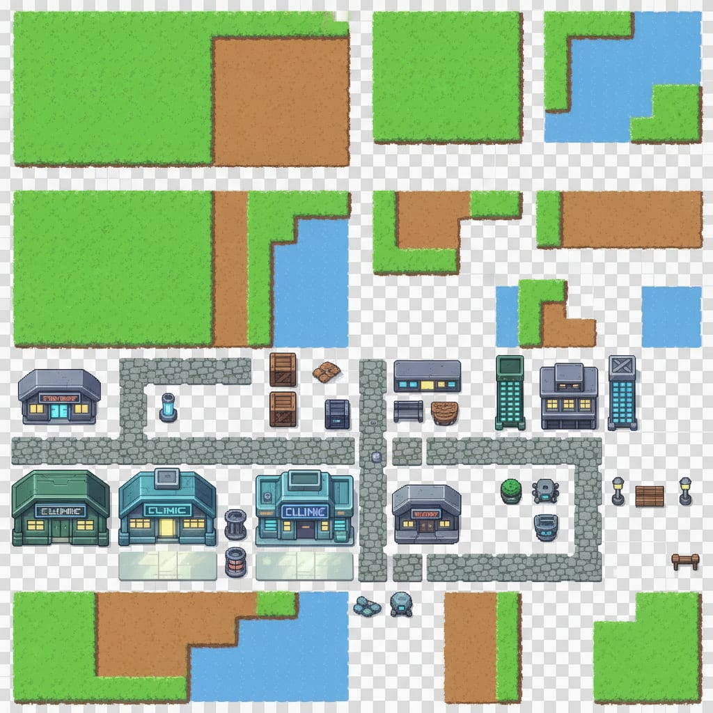 A seamless 2D tile sheet of (4)
