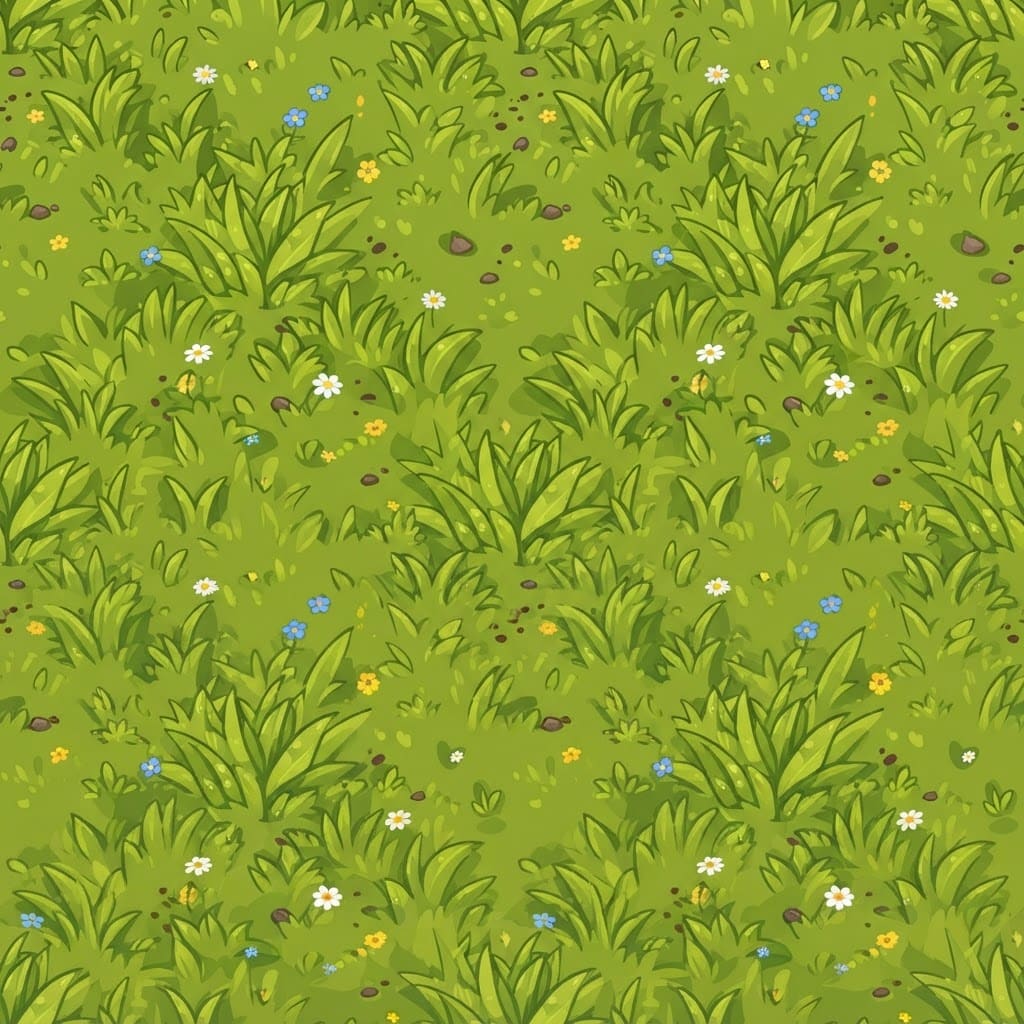 Image: Seamless tileable texture of stylized cartoon gras