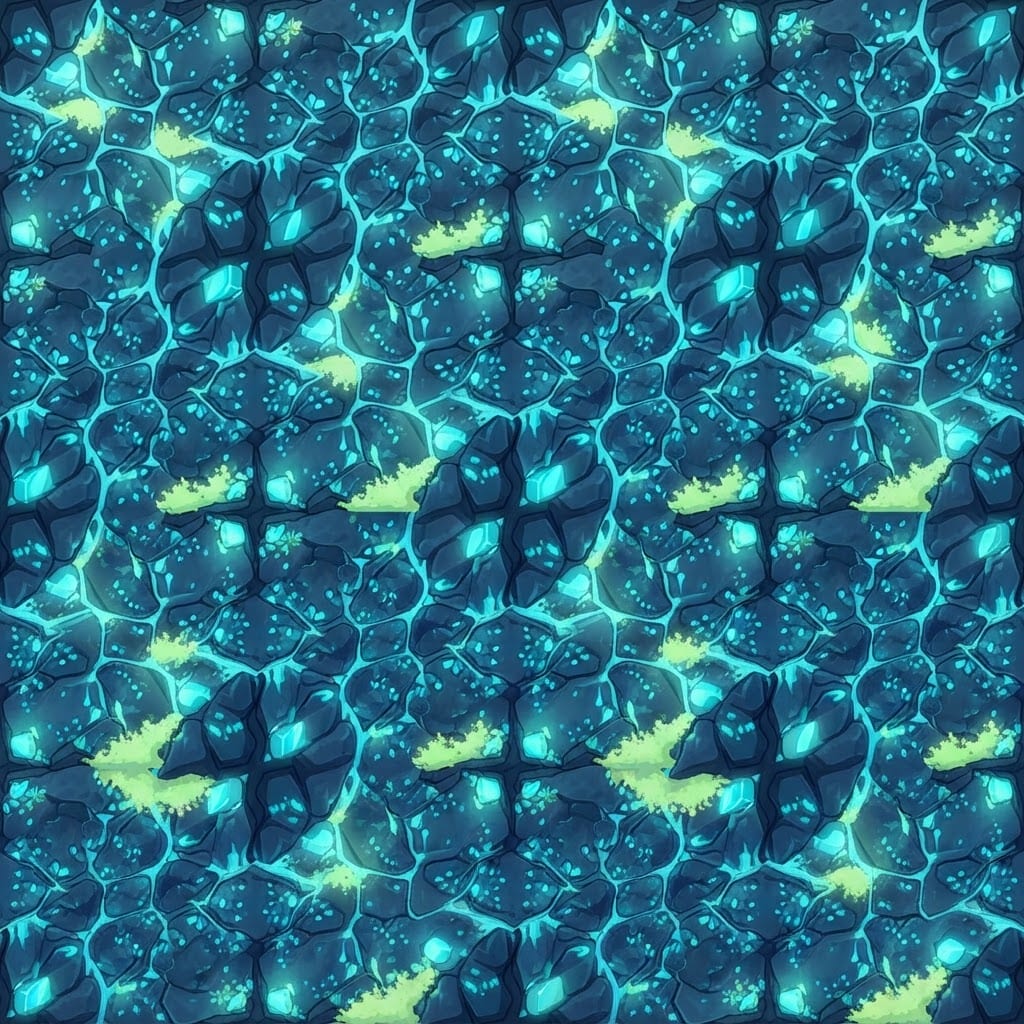 Image: Seamless tileable texture of a glowing crystal cav