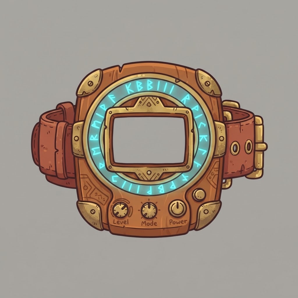 Image: A handheld nature-tech "Kubii Charm" bracer device