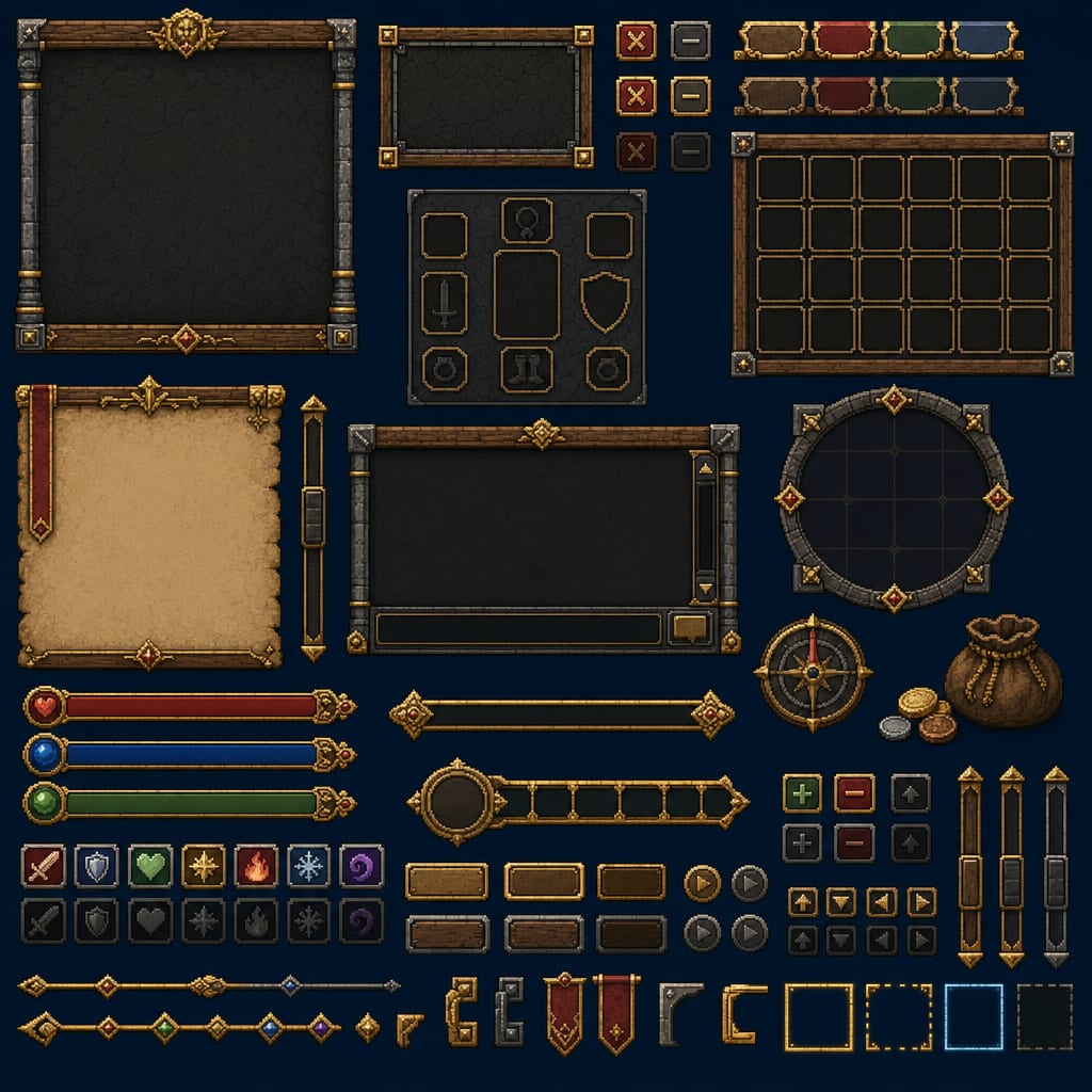Fantasy Medieval Pixel UI Sheet