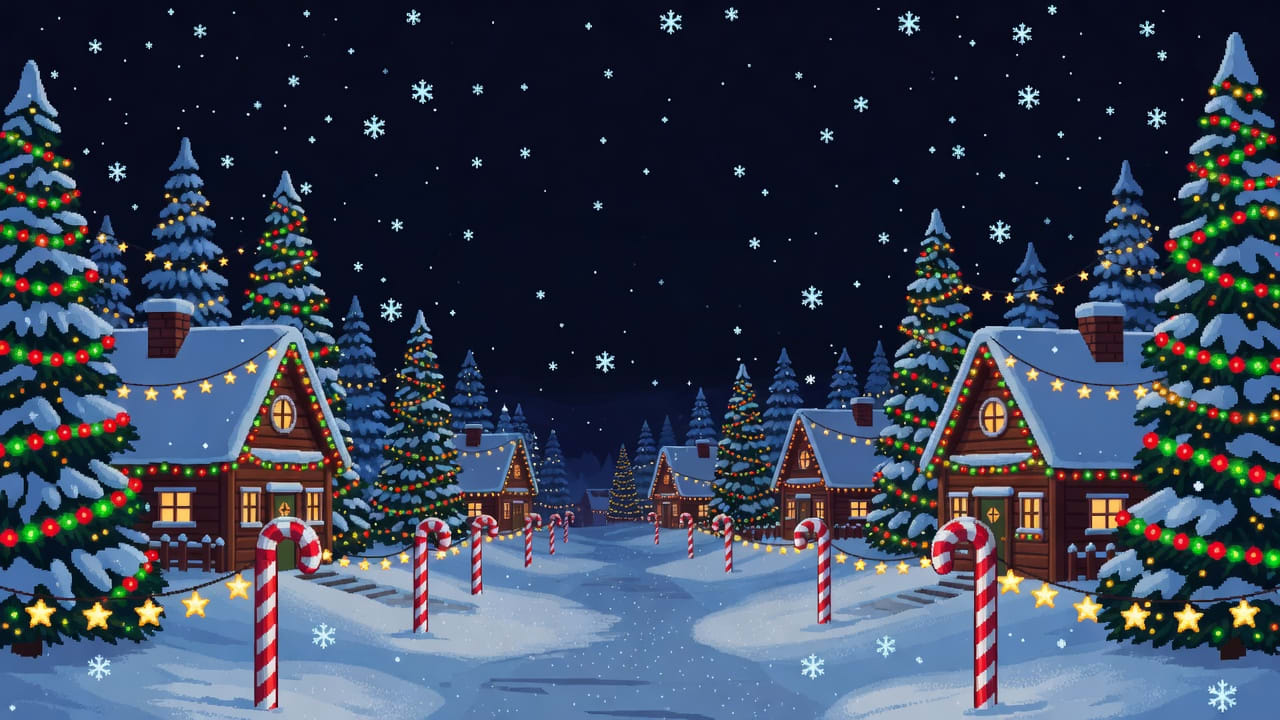 Villaggio Natalizio Pixel Art