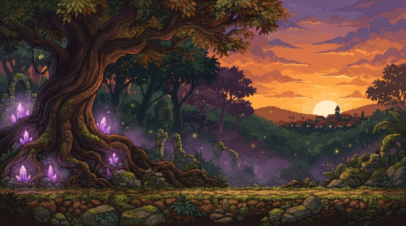 Enchanted Atlantic Forest Sunset Background