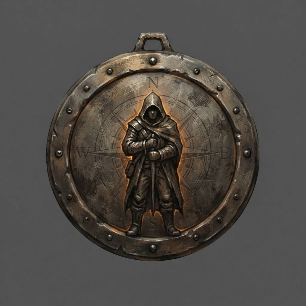 Image: Hand-painted circular medallion, larger and more o