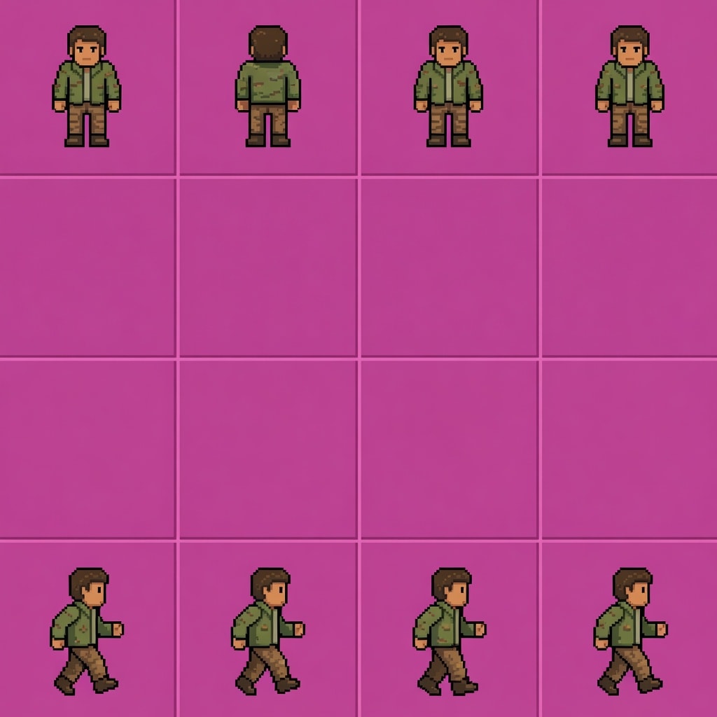 Pixel Survivor Player Idle Walk Sprite Sheet