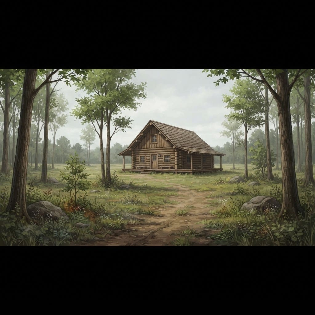 Sparse Forest Log Cabin