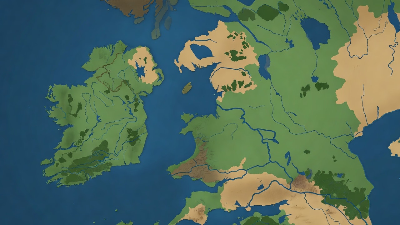 Flat Rivers and Oceans Map